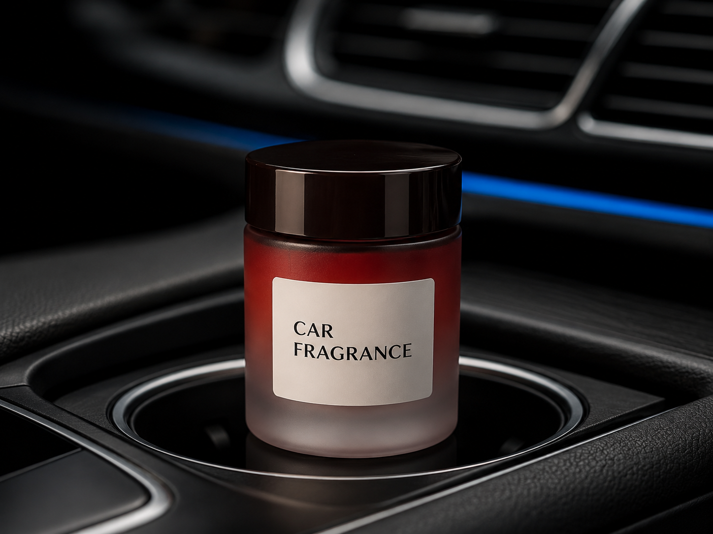 Detail focus advertising concept for a car fragrance product