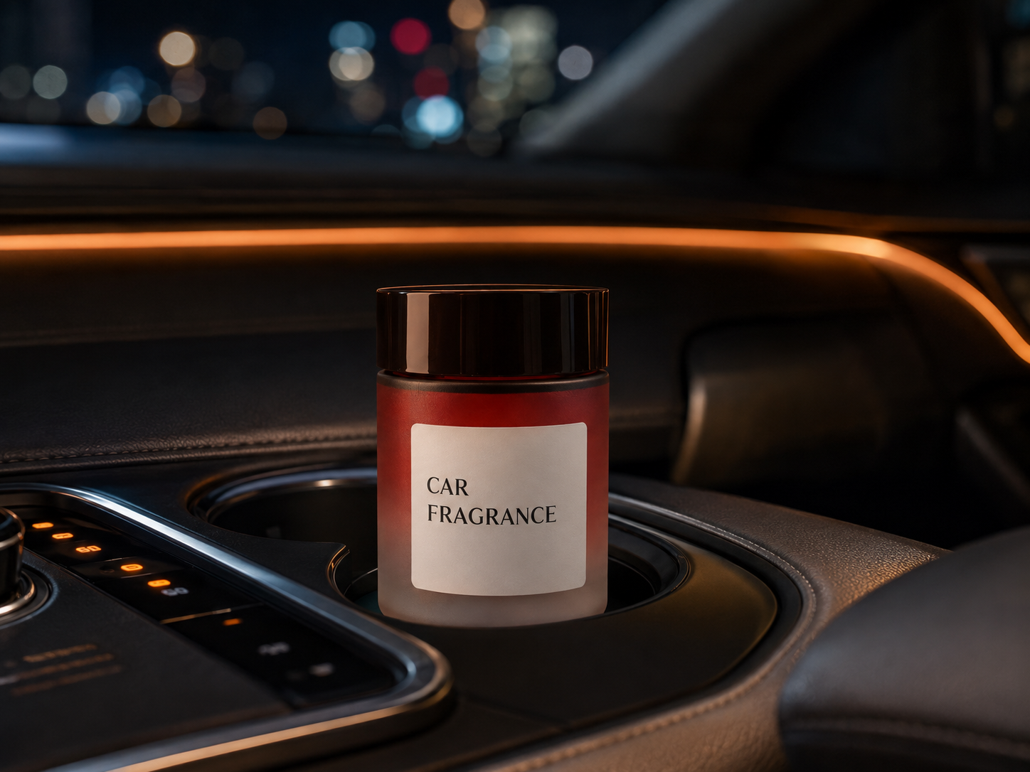 Night drive advertising concept for a car fragrance product